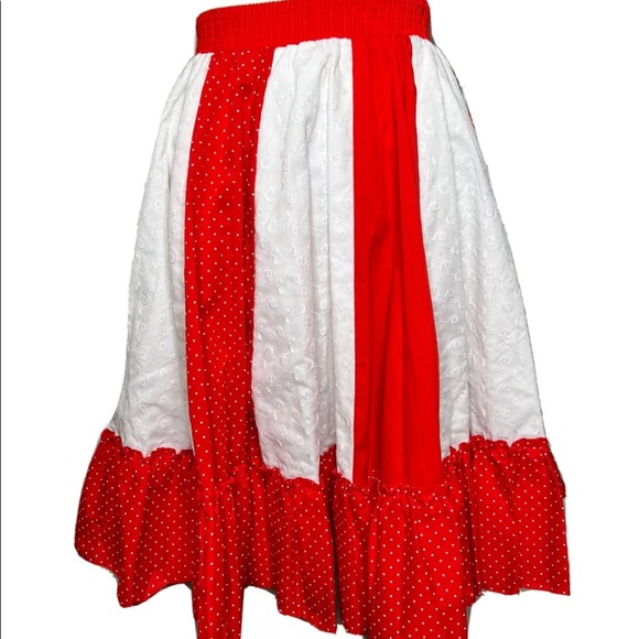 Vintage Partners Please Dancing skirt prairie Polka Dots Pinup dolly Holiday S - Picture 1 of 8